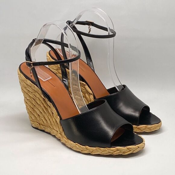 Saint Laurent Paloma 95 leather espadrille wedge sandals size 42 - Picture 5 of 16